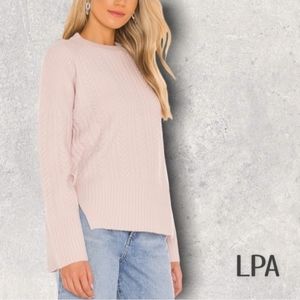 LPA Cable Rib Long Sleeve Sweater Size XS Blush Pale Pink